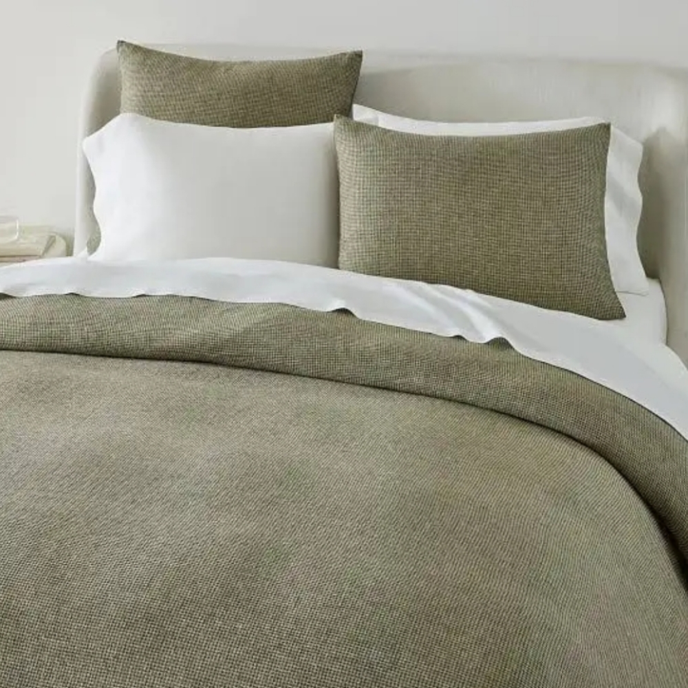 West Elm European Linen Mini Waffle Duvet Cover King Natural Flax